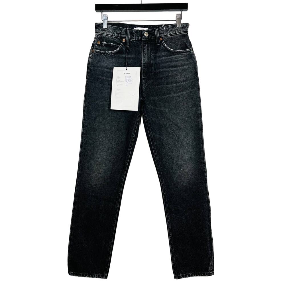 NEW! RE/DONE Levi Strauss Selvedge Denim Hi Rise Light Taper Mom Jeans Black- 26